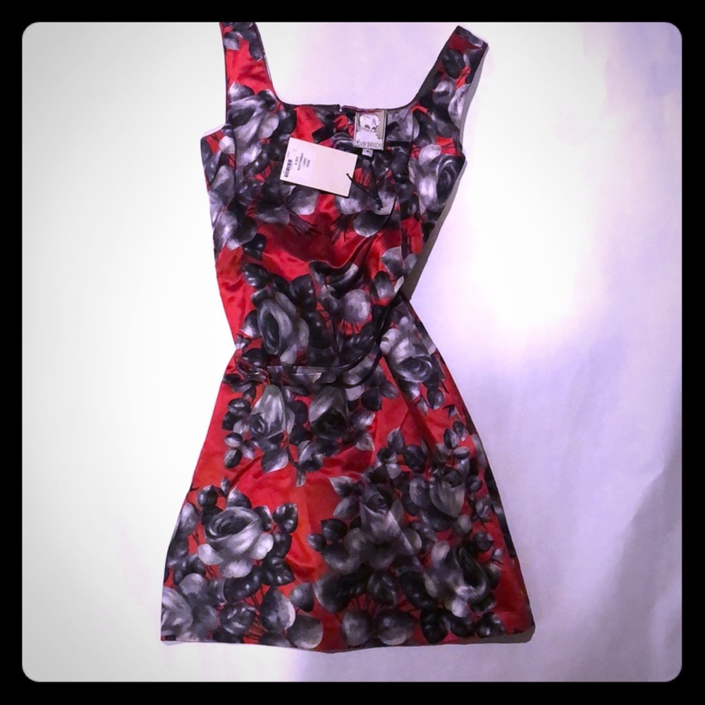 NWT YOANA BARASCHI size 4 red and gray dress - Picture 1 of 7